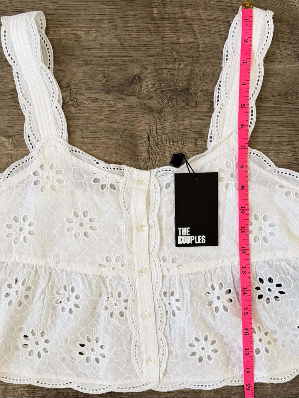 The Kooples White Floral Eyelet Embroidered Babydoll Peplum Top Size FR 2 US M - Picture 7 of 9